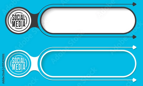 Obraz Two abstract buttons with arrows and social media icon