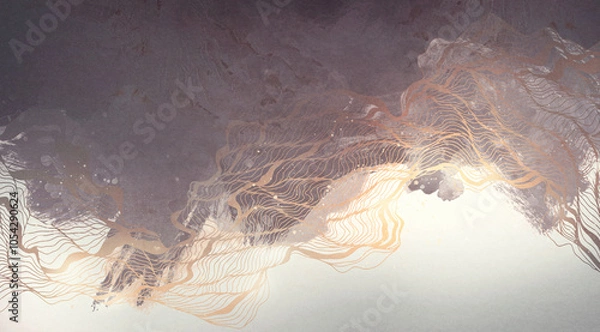 Obraz illustration of abstract waves of lines on a watercolor background	
