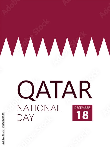 Obraz Qatar National Day, vector design for greeting card, poster or banner. Text Qatar National Day, december 18 on the background of flag of Qatar.