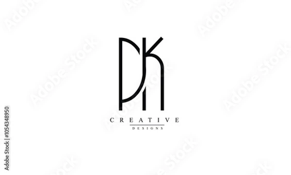 Obraz Alphabet letters Initials Monogram logo PK KP P K