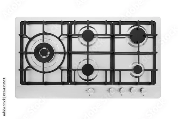 Obraz Steel stove on white background .top view