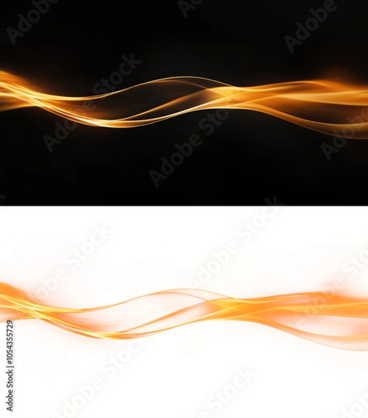 Fototapeta Golden light streaks flowing on transparent background