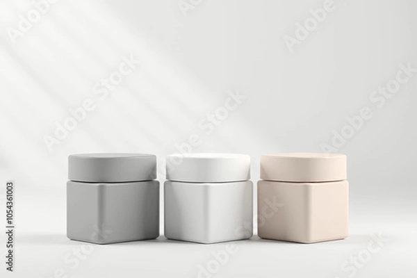 Fototapeta Minimalist cosmetic jar mockups for product design and branding