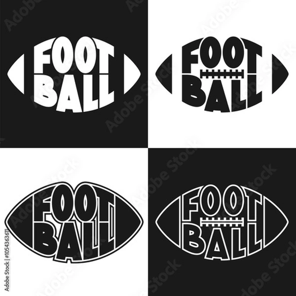 Obraz Set of 4 American football typography graphics. Concept for print production. T-shirt fashion Design.