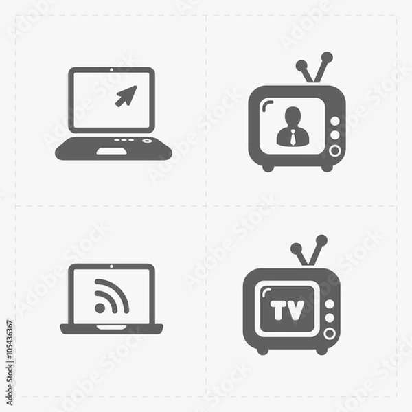 Fototapeta Vector Media Icons set on white background 