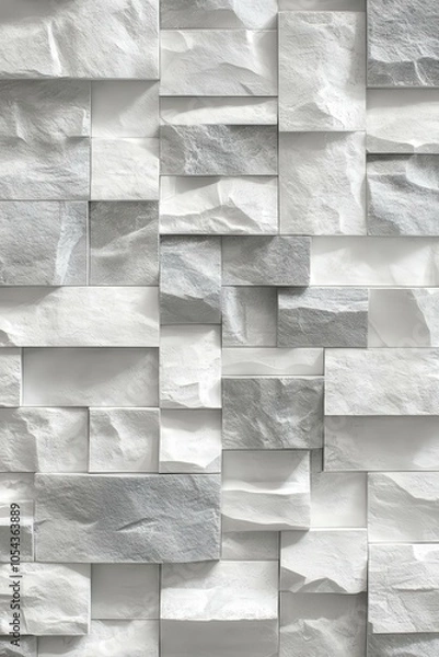 Fototapeta White Stone Wall Texture: Stacked Stone Cladding for Modern Design