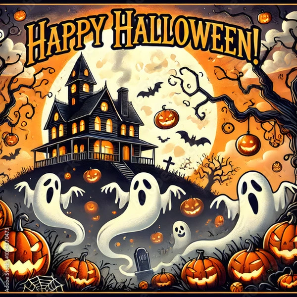 Obraz halloween background with pumpkin