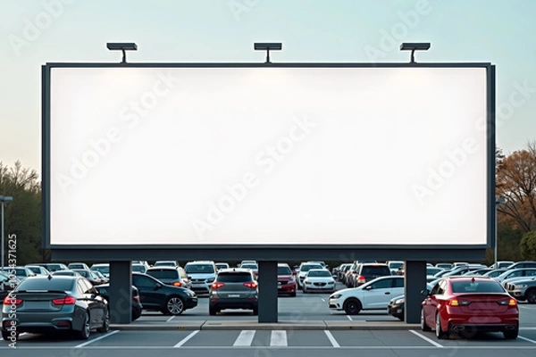 Fototapeta Blank billboard in parking lot setting for advertisement mockup