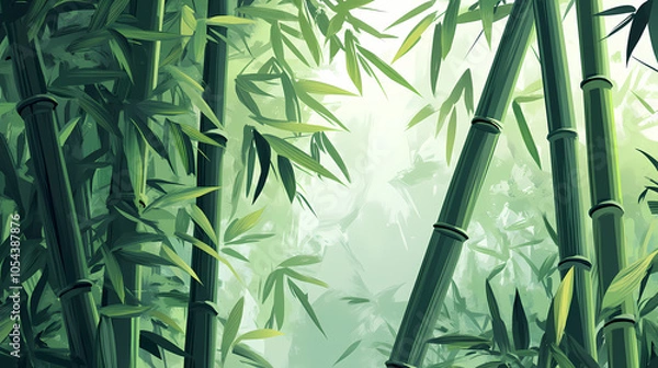 Fototapeta Texture of bamboo stalks in a dense grove. Dense Bamboo Grove. Illustration