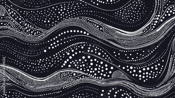 Fototapeta Traditional australian aboriginal tribal pattern with intricate dots and lines, aboriginal, indigenous, culture, art. Dotted Pattern. Illustration