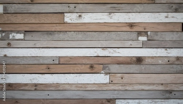 Fototapeta Rustic reclaimed wood wall with varied tones and textures