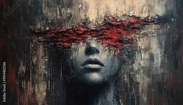 Obraz Abstract Portrait of Depression, Emotions Art Wallpaper  Mental Health Background design