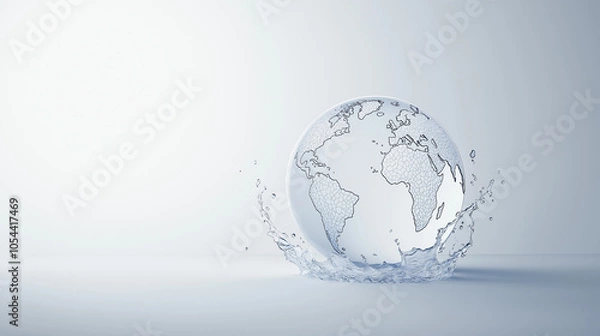Fototapeta Clear water globe splash symbolizing clean water, environmental purity, earth conservation, freshness, global sustainability, nature, resources, and water preservation awareness.