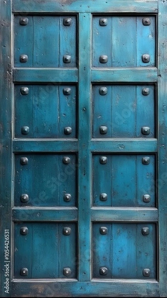 Fototapeta 芸術的なインテリアデザインのための、豊かな緑の緑青の質感を持つヴィンテージ真鍮パネル