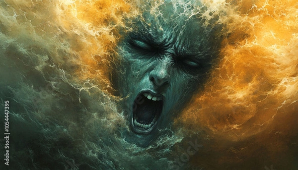Obraz Abstract Portrait of Anger,  Screaming face Art Wallpaper Mental Health Background design