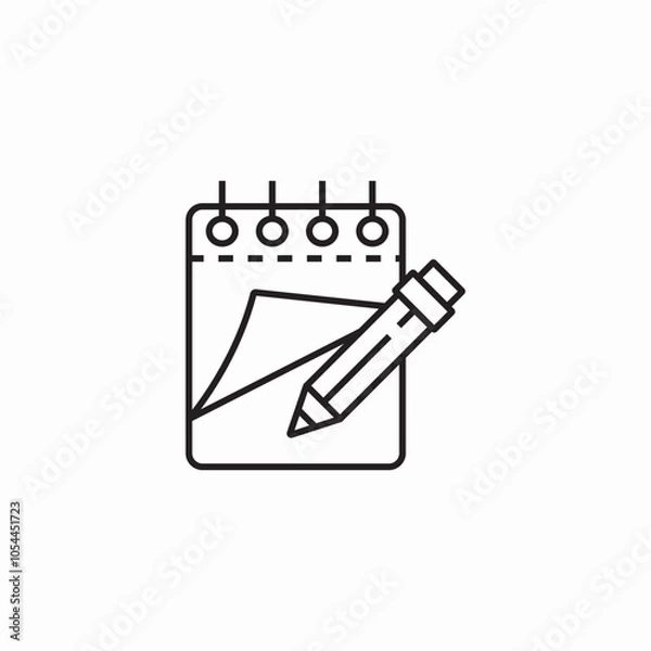 Fototapeta notepad write pencil icon sign vector