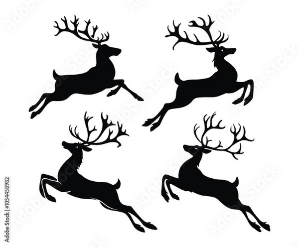 Fototapeta Reindeer Leap Silhouette EPS Vector Template Illustration