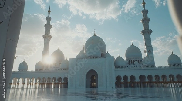 Fototapeta The Sheikh Zayed Grand Mosque in Abu Dhabi is a magnificent building. It's one of the biggest mosques in the world and it has 82 domes and over 1,000 columns.
