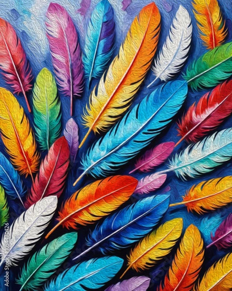 Fototapeta Botanical pattern for printing on wall decorations, covers. Artistic brush strokes. Oil painting
