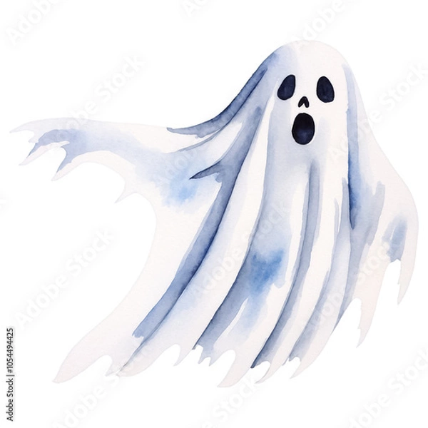 Obraz Creepy Halloween watercolor clipart ghosts, Halloween background for creating layouts and templates
