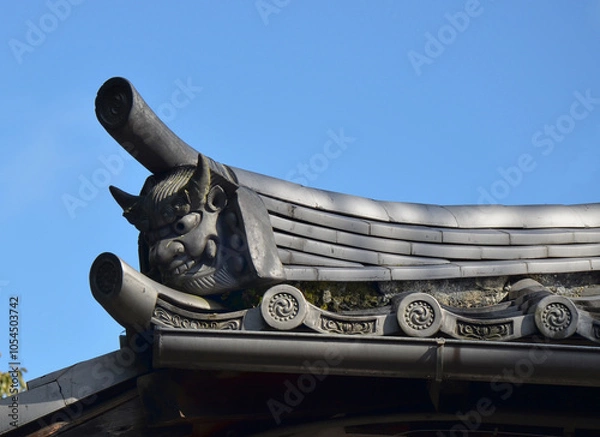Obraz Roof detail. Japanese architecture. Blue sky. Kyoto city, Japan.