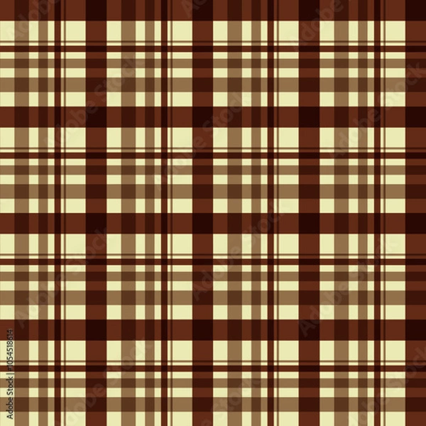 Fototapeta Brown and Cream Plaid, Vector Seamless Repeating Pattern Tile Design
