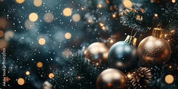 Fototapeta A Merry Christmas banner with blank space.