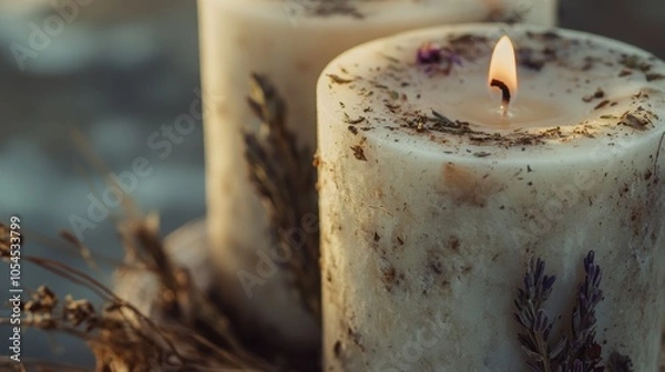 Obraz burning candle on a plate