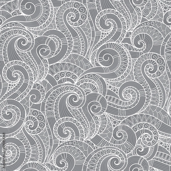 Obraz Seamless asian ethnic floral retro doodle background pattern