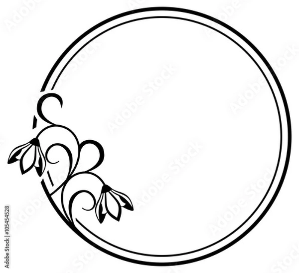 Obraz Round frame with contour flowers