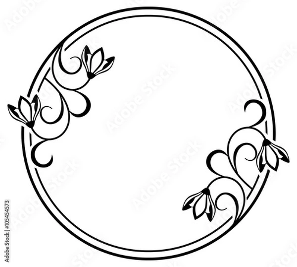 Obraz Round frame with contour flowers