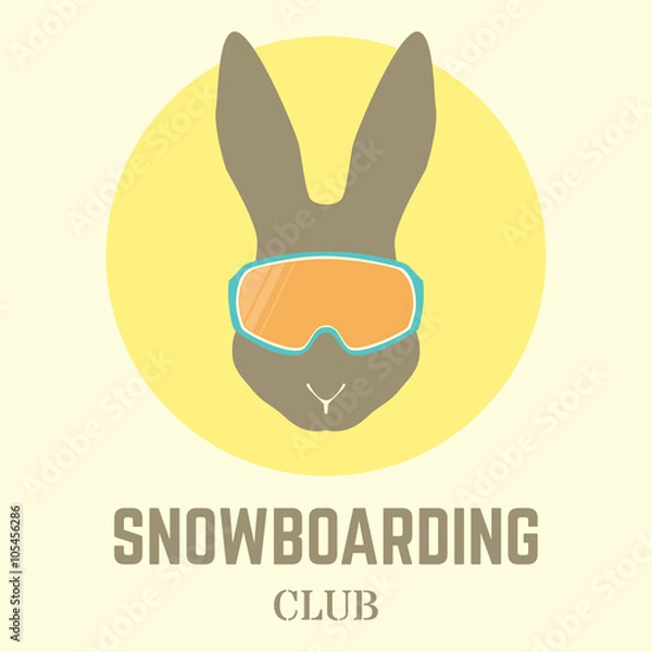 Fototapeta Rabbit with Snowboard goggles.