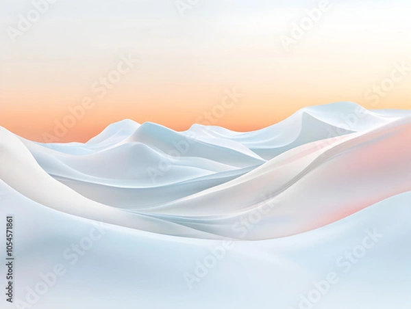 Fototapeta Abstract landscape with soft pastel hues, resembling a snowy mountain range bathed in a delicate sunset glow.