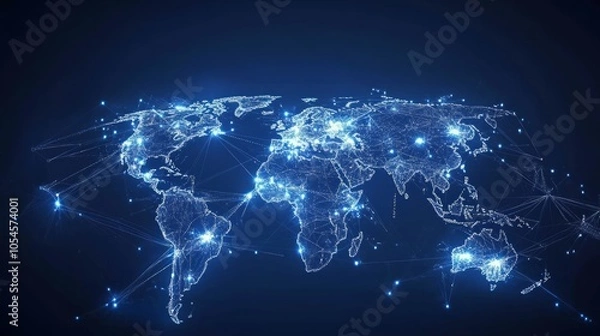 Fototapeta Futuristic Global Connectivity Illustration with Digital Network Lines
