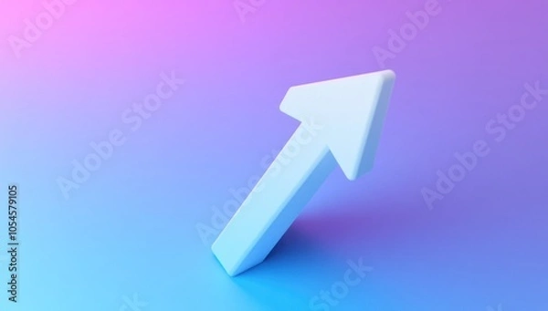 Fototapeta 3D White Up Arrow on a Purple and Blue Gradient Background