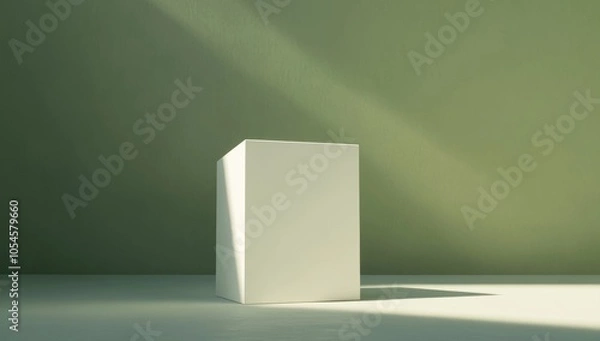 Obraz White Cube on Green Background