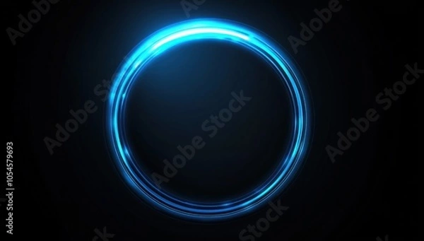 Obraz Abstract Blue Neon Circle on Dark Background