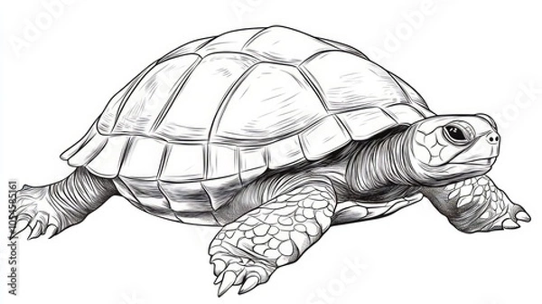 Fototapeta Detailed Black and White Sketch of a Turtle