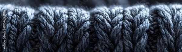 Fototapeta Close-Up Macro View of Black Knitted Fabric Texture