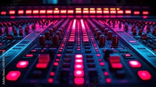 Fototapeta Audio Mixing Console Close-Up