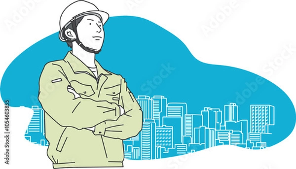 Obraz 建設作業員の男性のシンプルイラスト