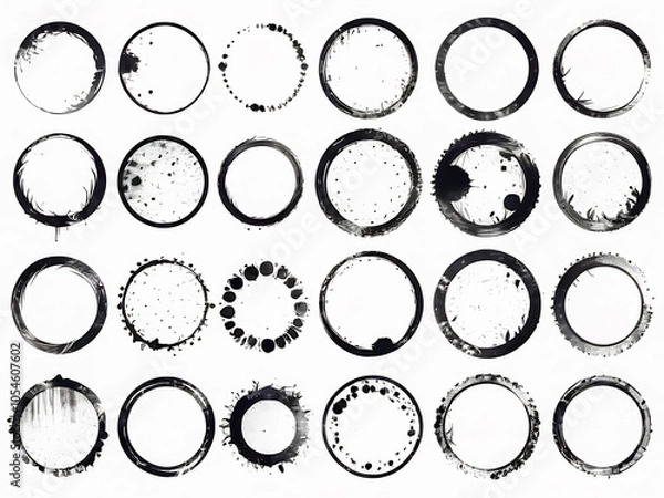 Fototapeta Set of grunge circles background, grunge round shapes