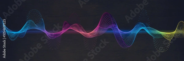 Fototapeta Abstract colorful waves on dark background  perfect for technology and digital concepts   