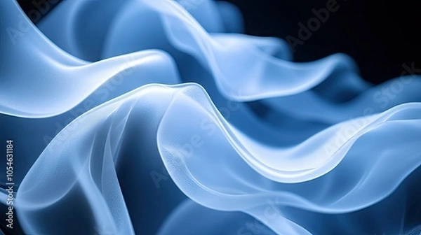 Fototapeta Ethereal Blue Fabric Flowing in Soft Light