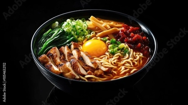 Fototapeta Delicious Ramen Bowl with Chicken and Egg