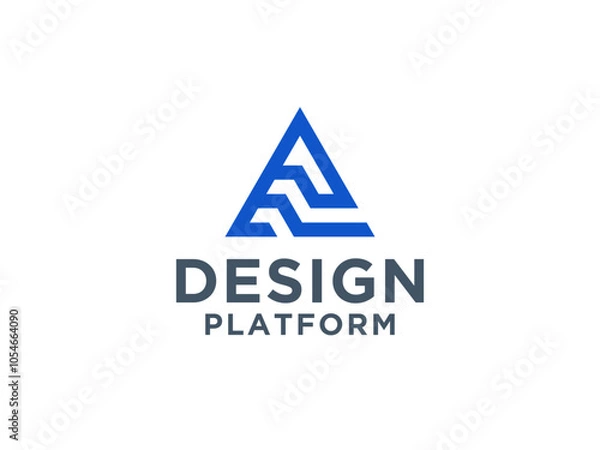 Fototapeta Abstract Initial Letter A Logo. Blue Geometric Shape with Square Pixel Dots isolated on White Background. Usable for Business and Branding Logos.