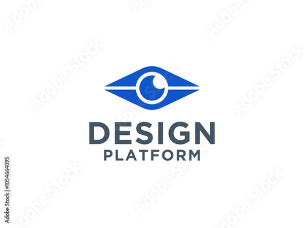 Fototapeta Abstract Eye Logo. Blue Shape Point Location Icon with Eyeball inside. Usable for Business and Technology Logos.