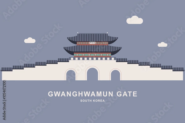 Obraz Gwanghwamun Gate in South Korea flat style vector illustration