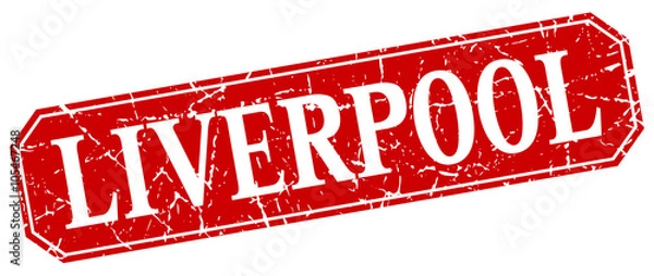 Fototapeta Liverpool red square grunge retro style sign
