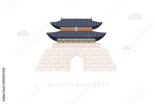 Obraz Gwanghwamun Gate in South Korea flat style illustration transparent PNG